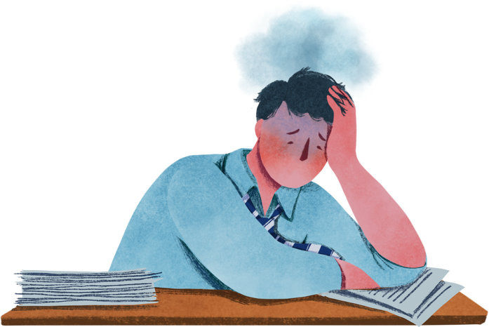 Man Stressed Over Paperwork